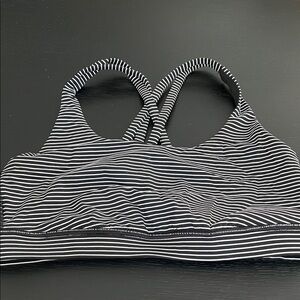 lululemon athletica Black & White Striped Racerback Sports Bra